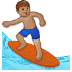 🏄🏽‍♂️ man surfing: medium skin tone display on Samsung